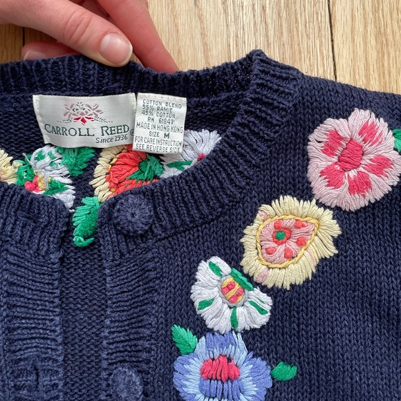 Embroidered Vintage Flower Sweater Carroll Reed - Picture 2 of 5